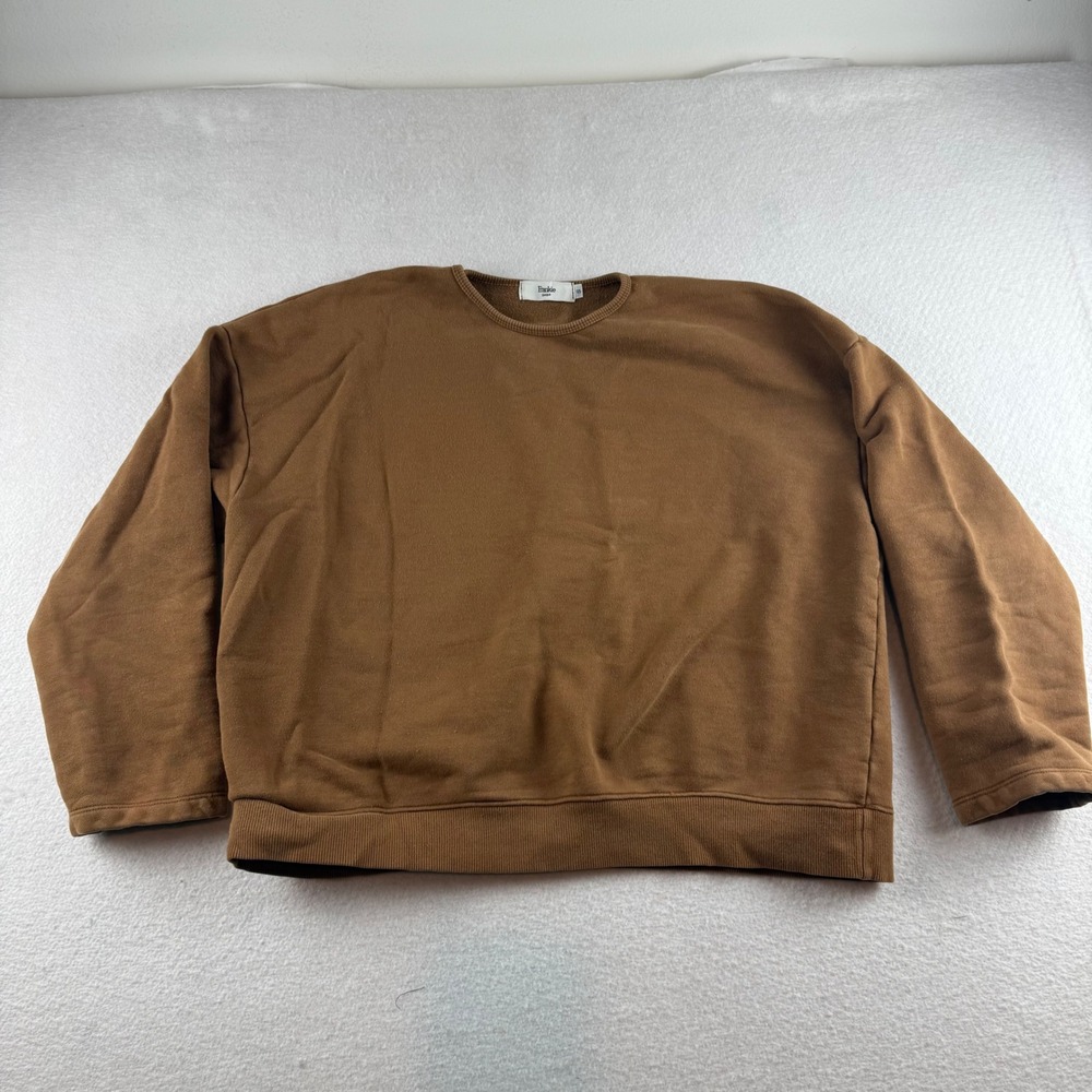 Frankie Shop Brown Oversized Cotton Crewneck Sweatshirt Small Boxy Pullover